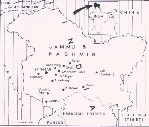 The Map of Jammu and Kashmir.